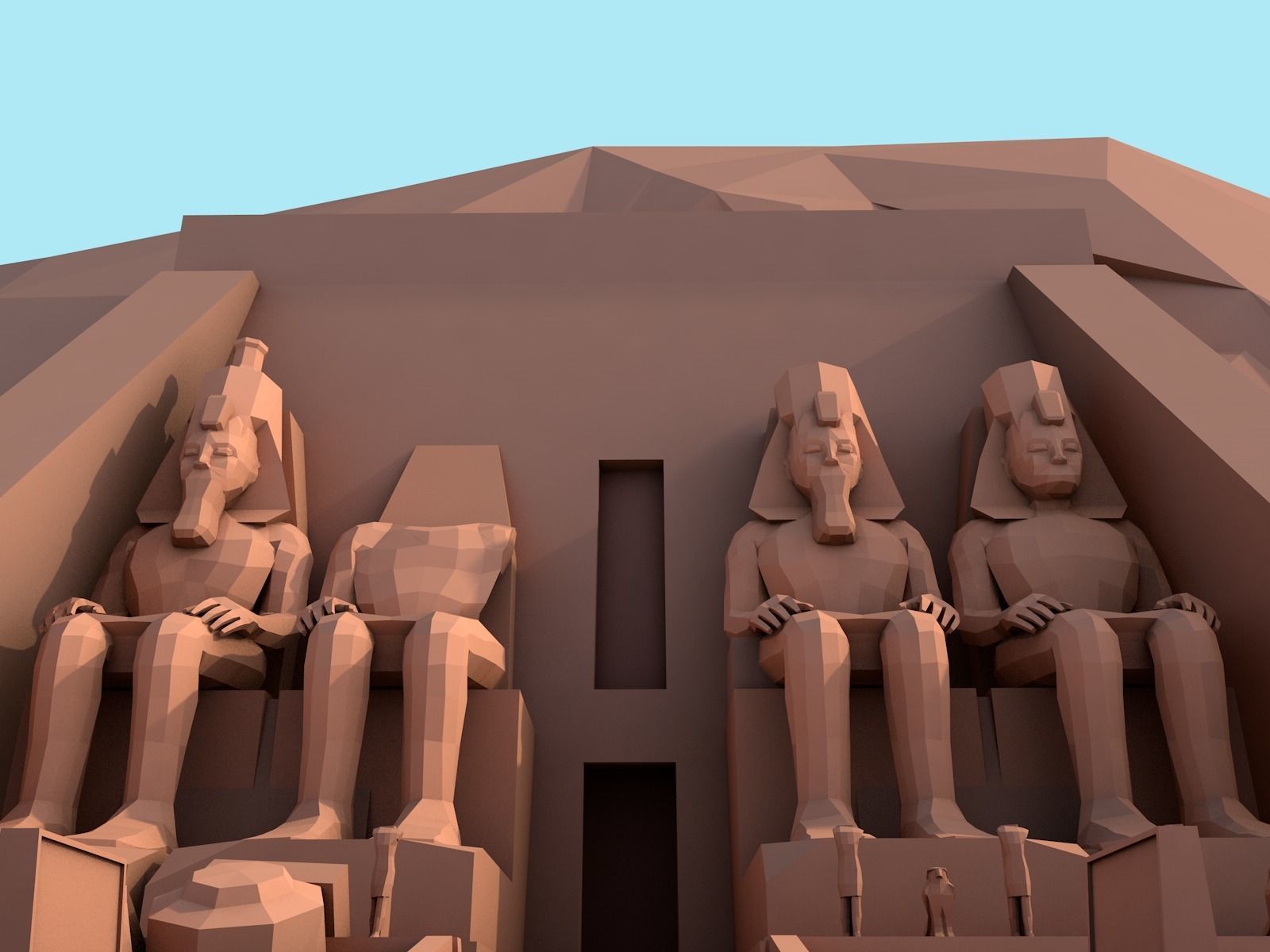 Cartoon Low Poly Abu Simbel Landmark Low-poly 3D model_4