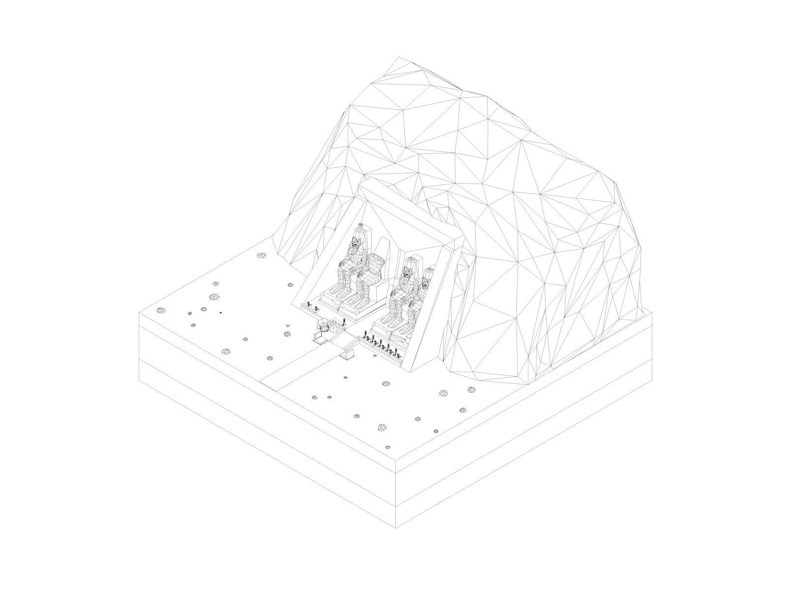 Cartoon Low Poly Abu Simbel Landmark Low-poly 3D model_8