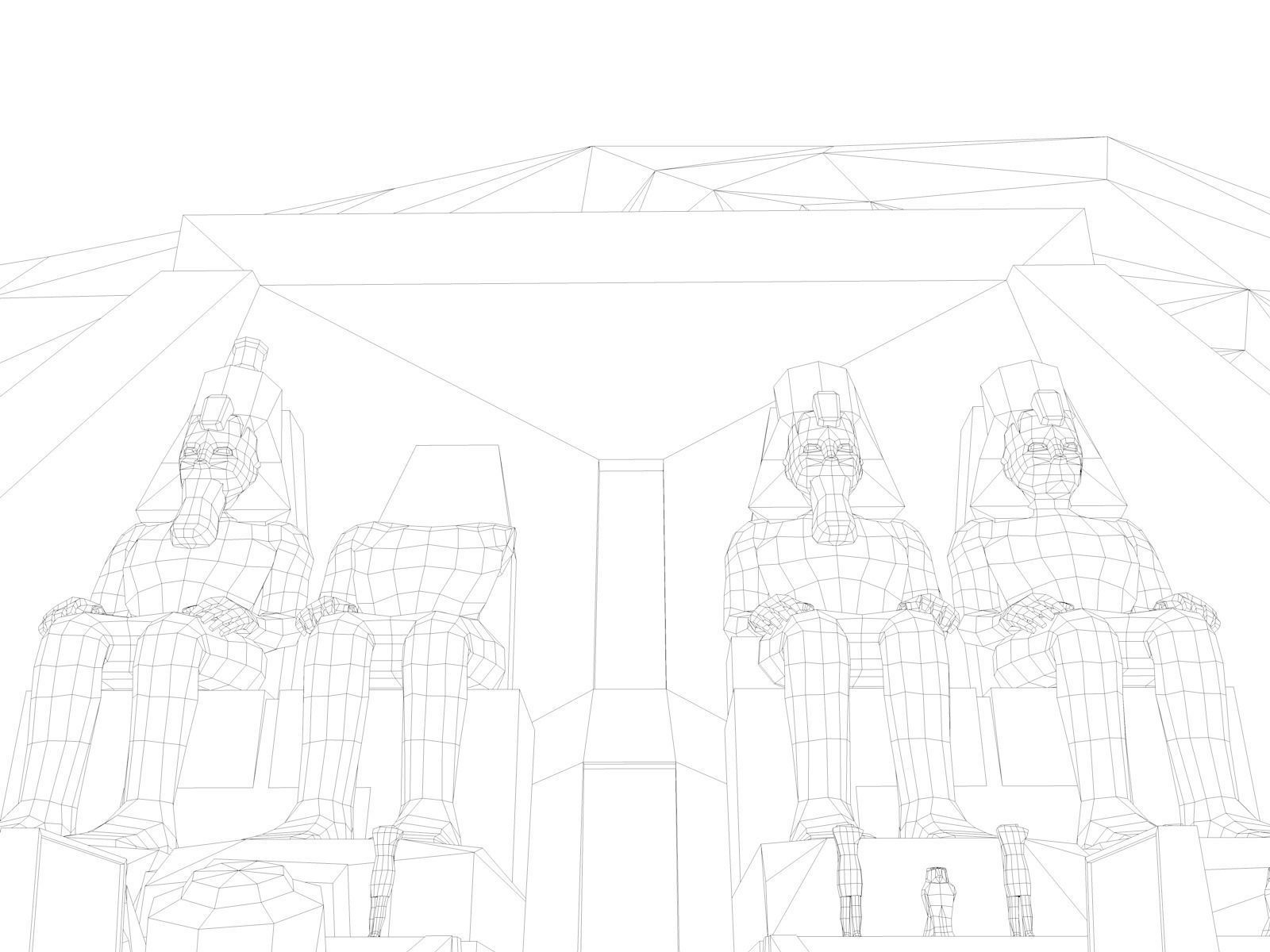 Cartoon Low Poly Abu Simbel Landmark Low-poly 3D model_9