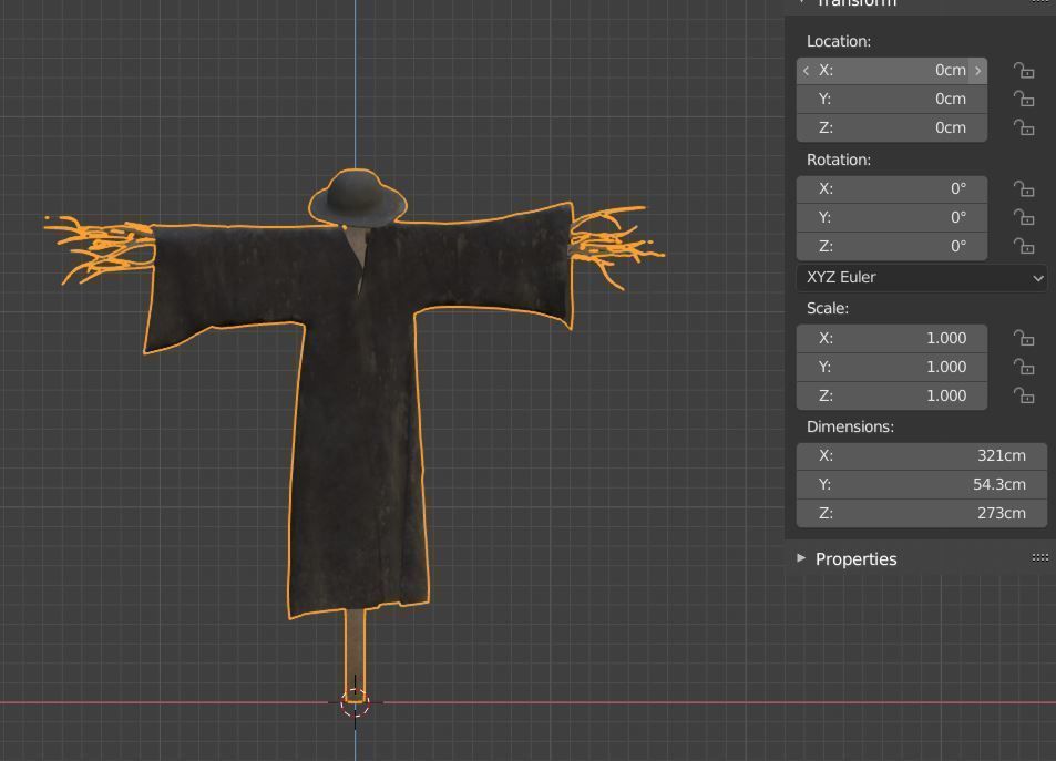Scarecrow Low poly Low-poly 3D model_13