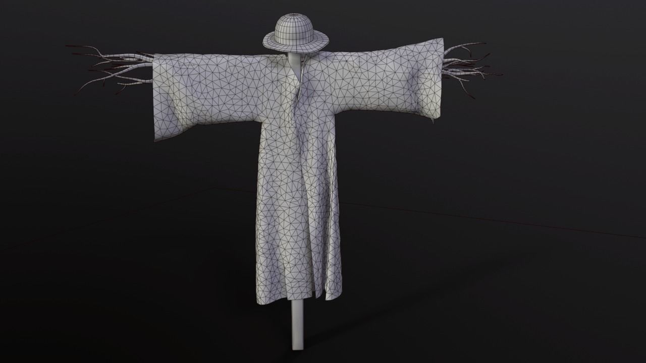Scarecrow Low poly Low-poly 3D model_17