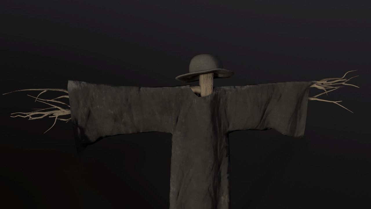 Scarecrow Low poly Low-poly 3D model_7