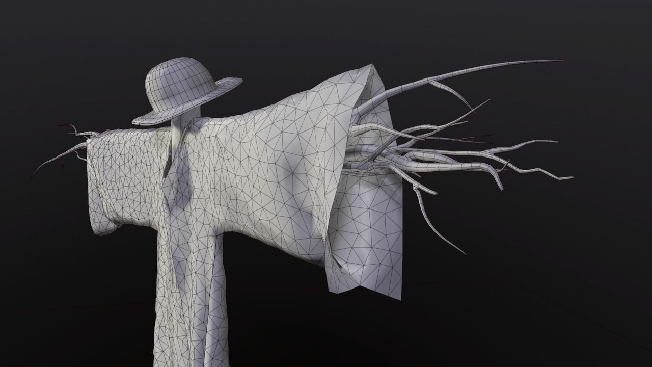 Scarecrow Low poly Low-poly 3D model_18