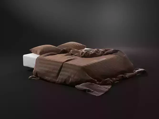 Bed and Bedding Low-poly 3D model