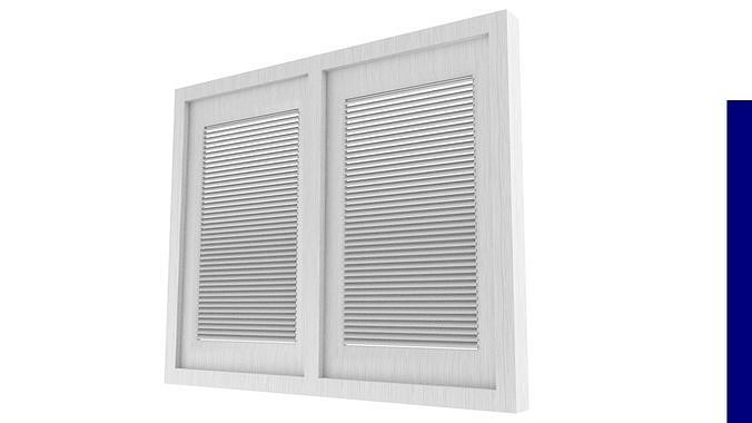 Window slatted shutters Low-poly 3D model