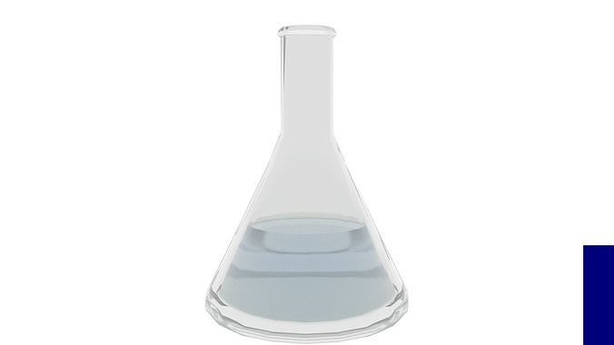 flask glass with liquid in it Low-poly 3D model
