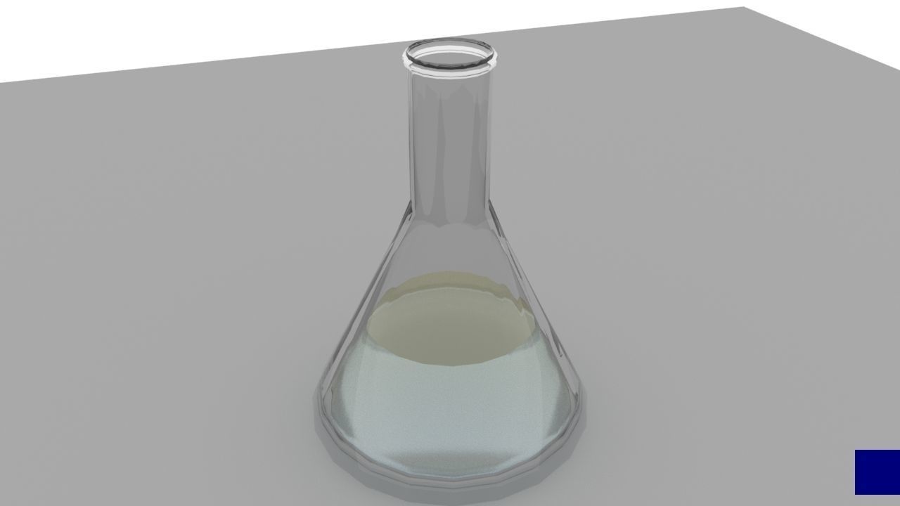 flask glass with liquid in it Low-poly 3D model_1
