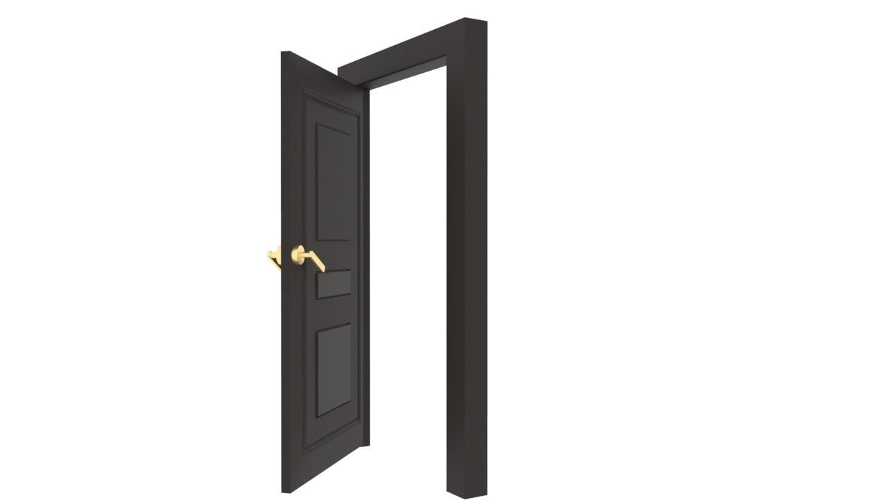 Wooden Door Low-poly 3D model_2