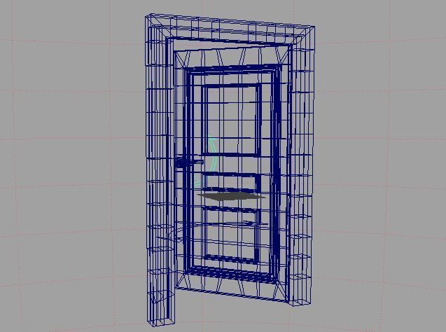 Wooden Door Low-poly 3D model_4