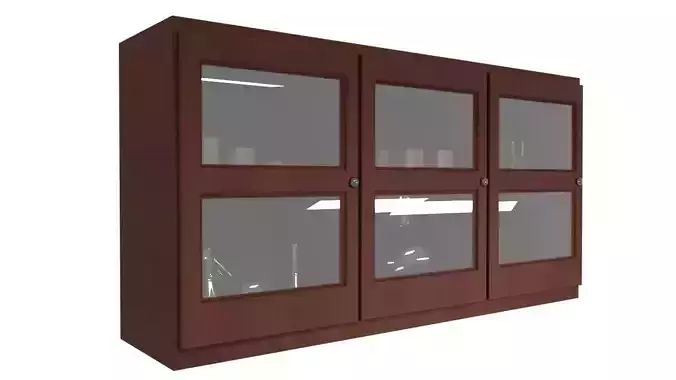 cupboard wooden cabinet with glass doors 3D model