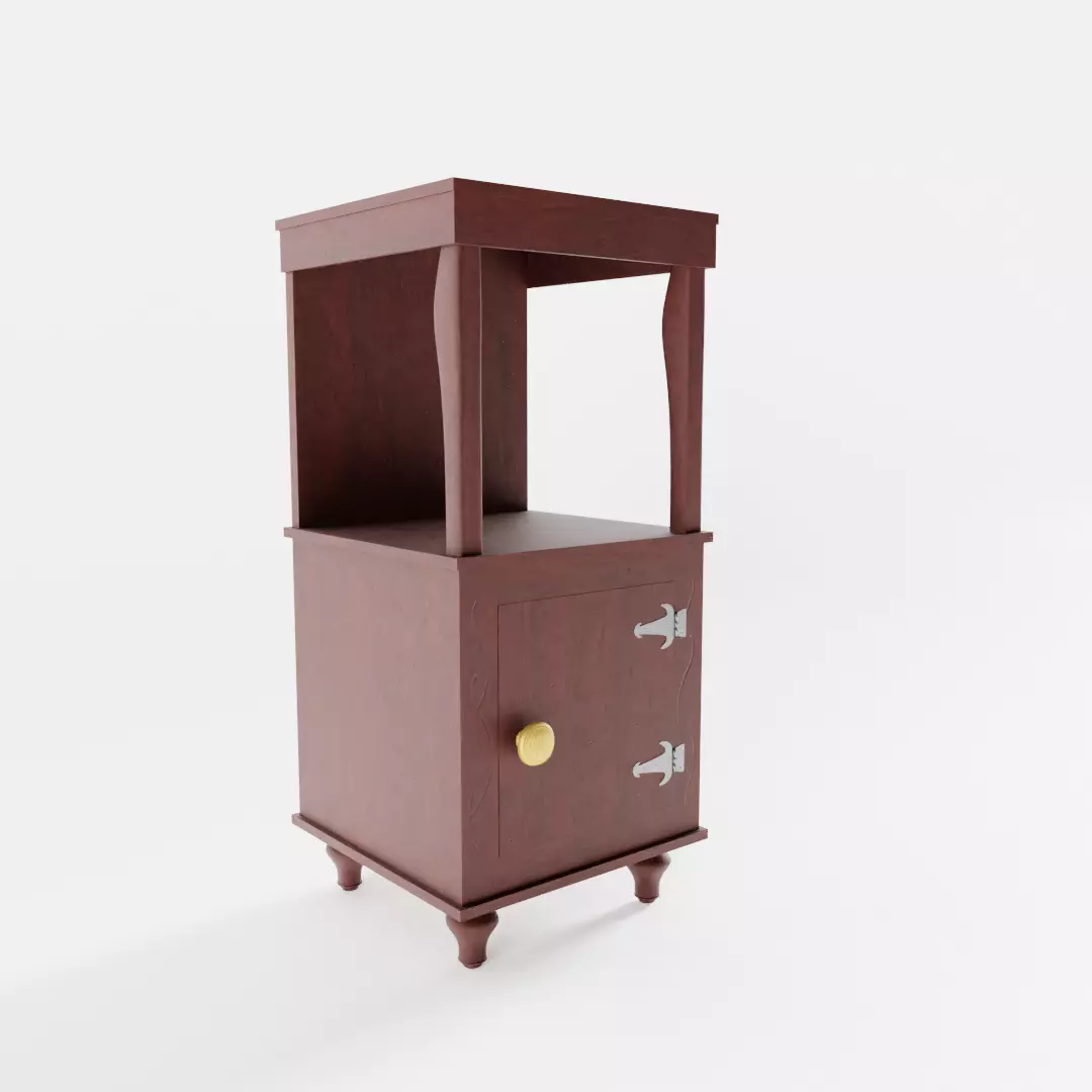 Antique Bedside Table Low-poly 3D model_0