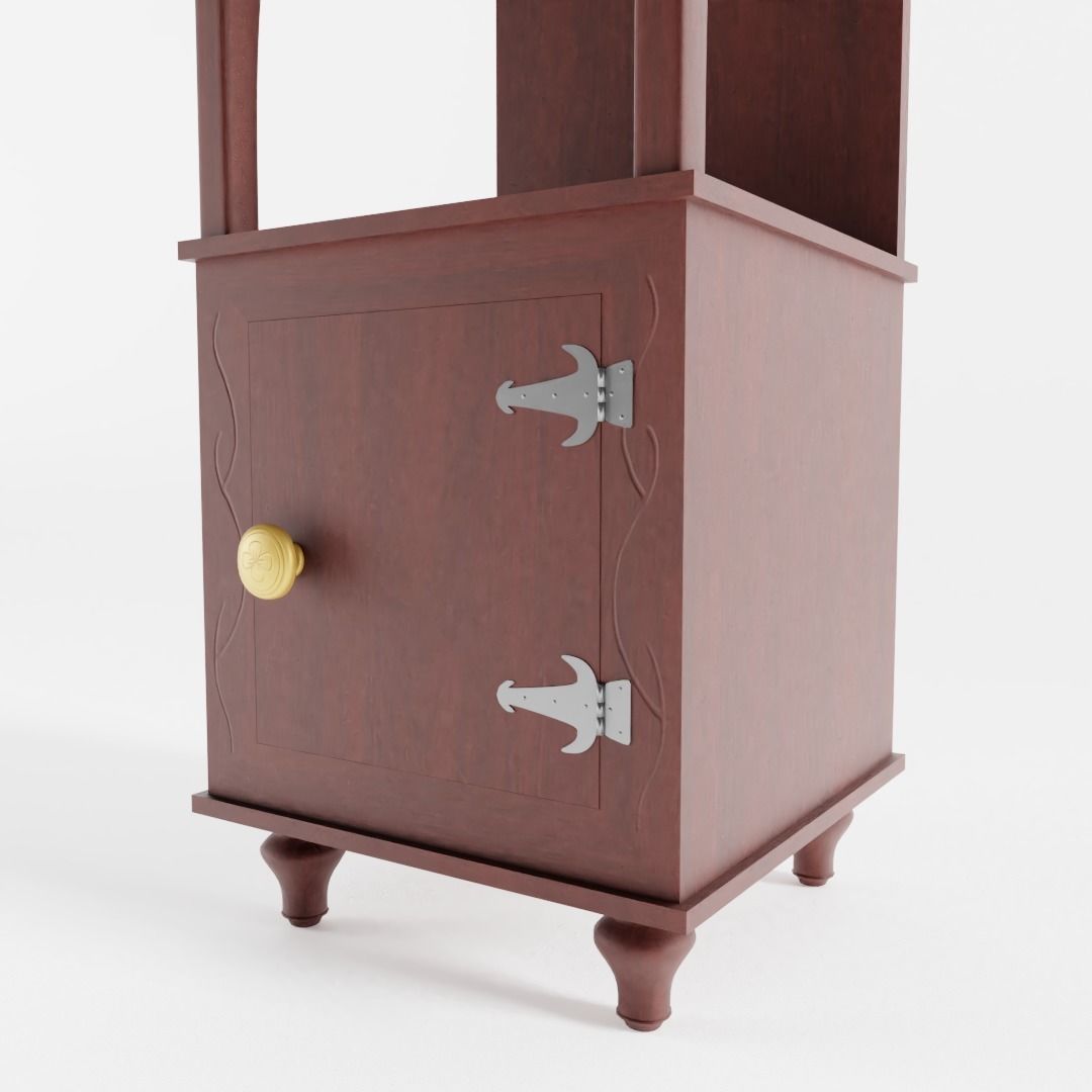 Antique Bedside Table Low-poly 3D model_3