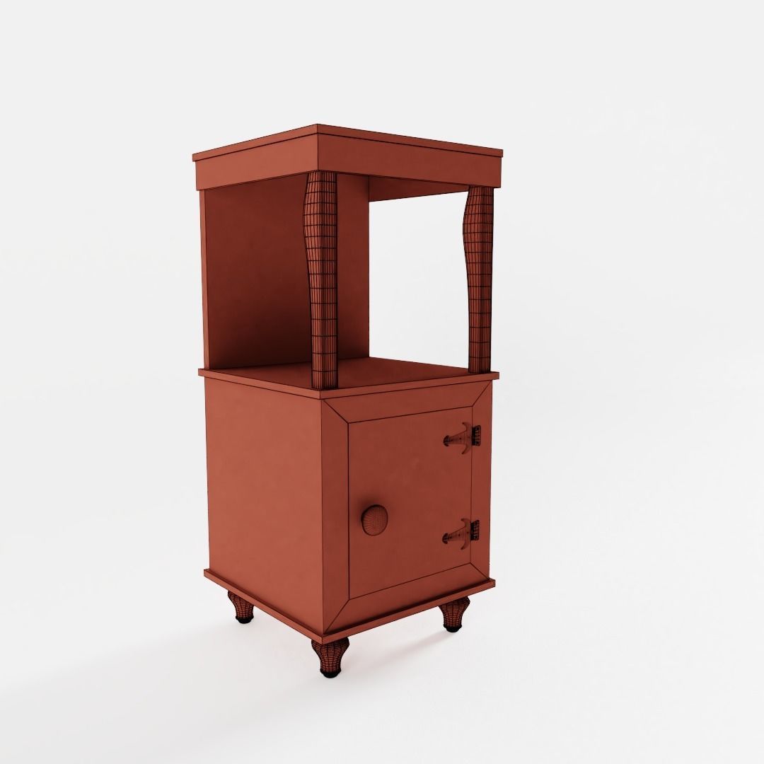 Antique Bedside Table Low-poly 3D model_4