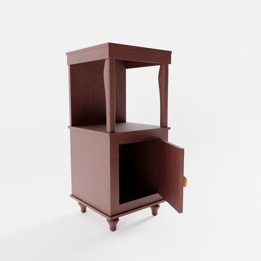 Antique Bedside Table Low-poly 3D model_1