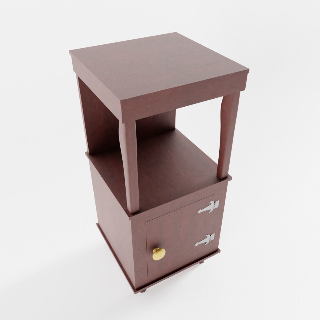 Antique Bedside Table Low-poly 3D model_2