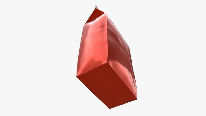 Plastic coffee bag package packet medium mock-up 3D model 4