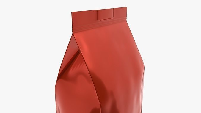 Plastic coffee bag package packet medium mock-up 3D model 5