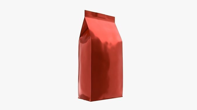Plastic coffee bag package packet medium mock-up 3D model