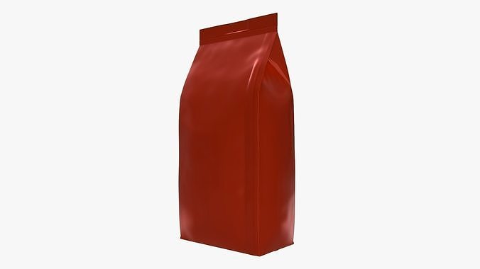 Plastic coffee bag package packet medium mock-up 3D model 3