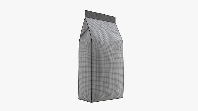 Plastic coffee bag package packet medium mock-up 3D model 6