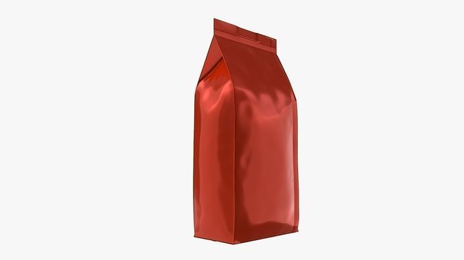 Plastic coffee bag package packet medium mock-up 3D model 2