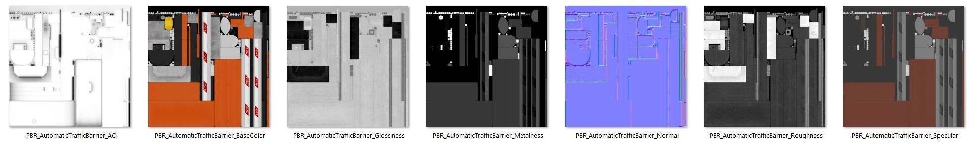 Automatic Traffic Barrier PBR Low-poly 3D model_10