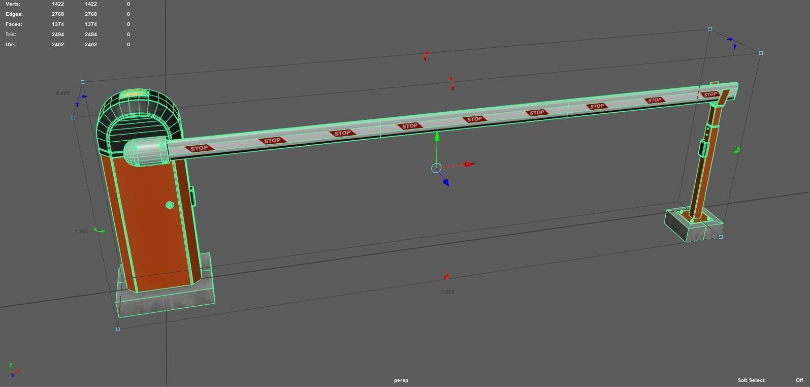 Automatic Traffic Barrier PBR Low-poly 3D model_9