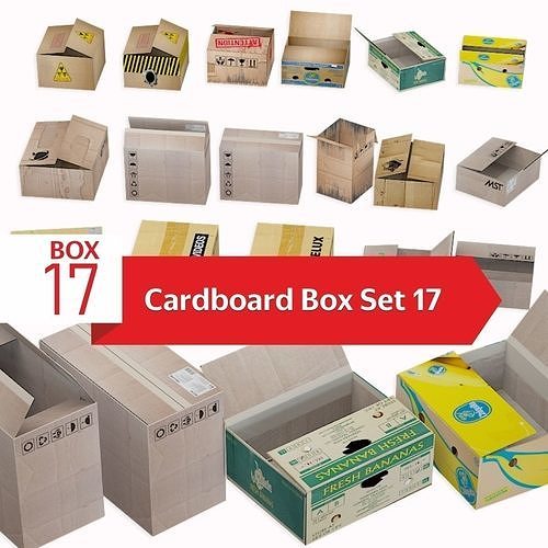 Cardboard box set 17 3D model