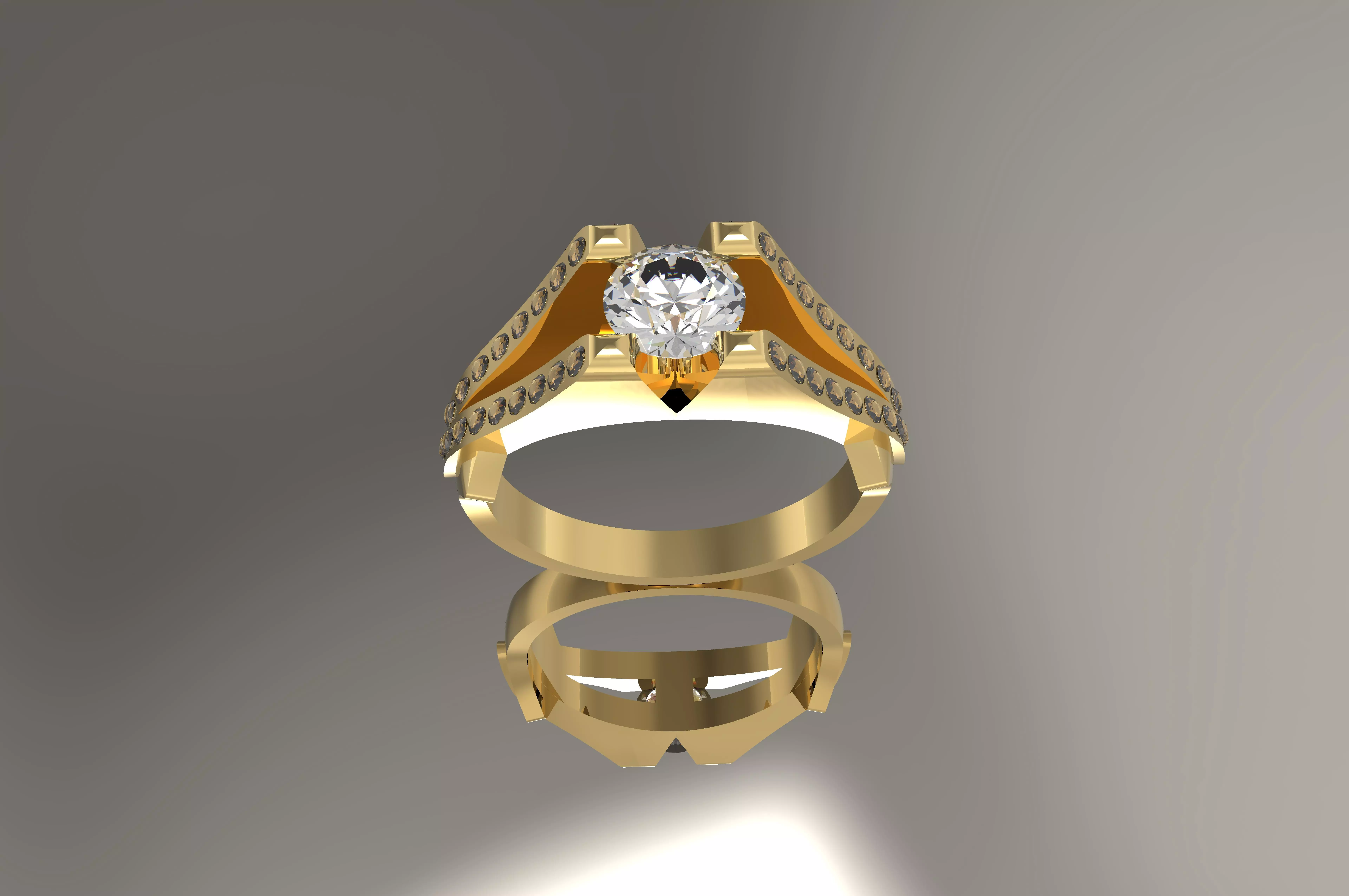 Diamond engagement ring Free 3D print model