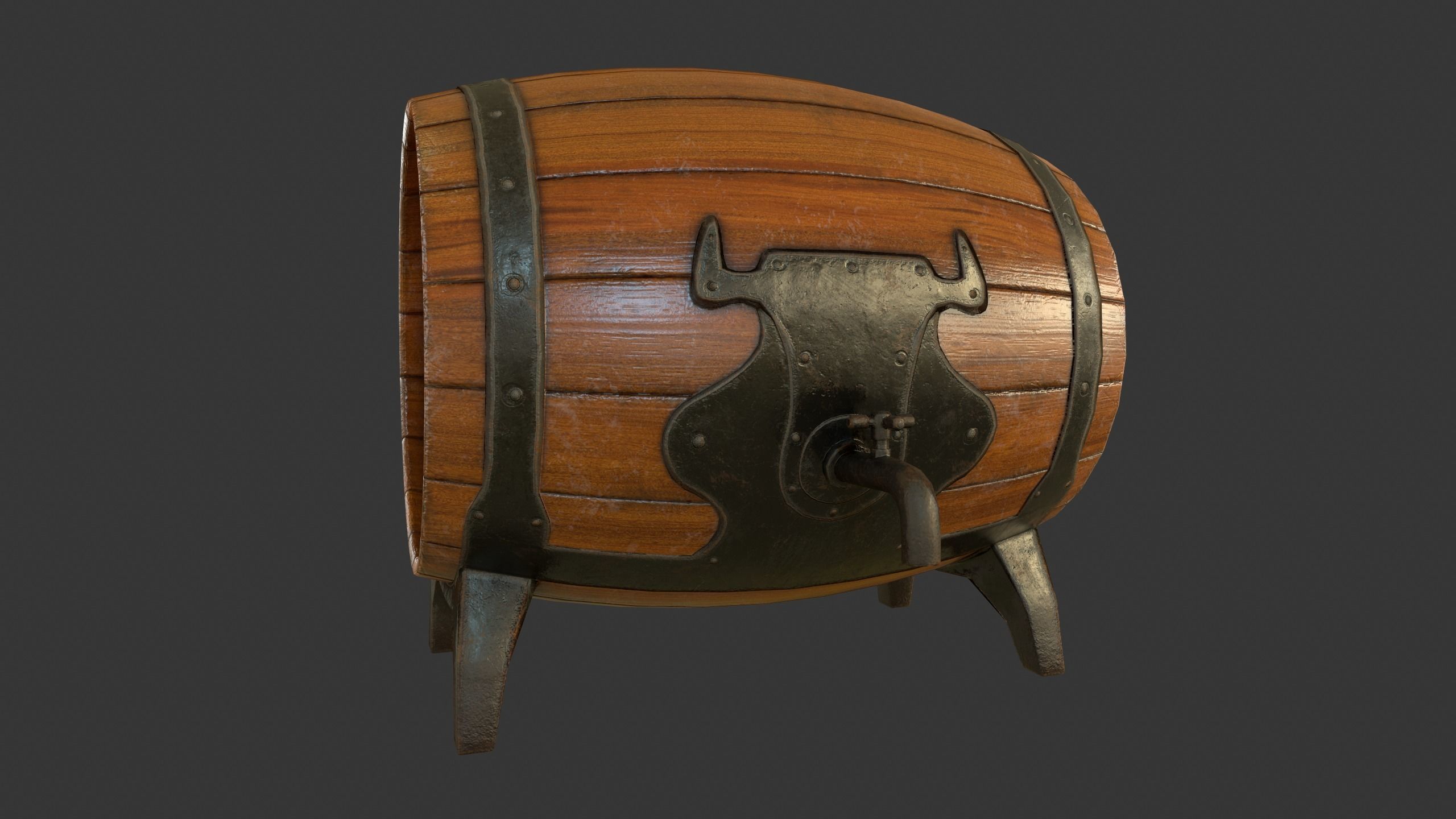 Drinking Barrel Low-poly 3D model_19