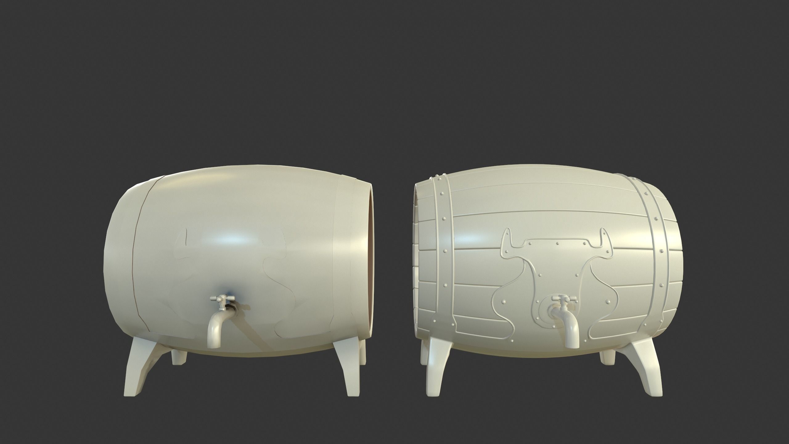 Drinking Barrel Low-poly 3D model_5
