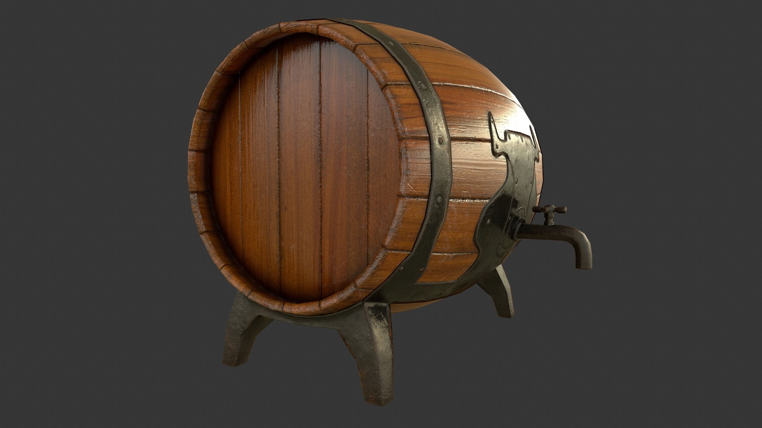 Drinking Barrel Low-poly 3D model_26