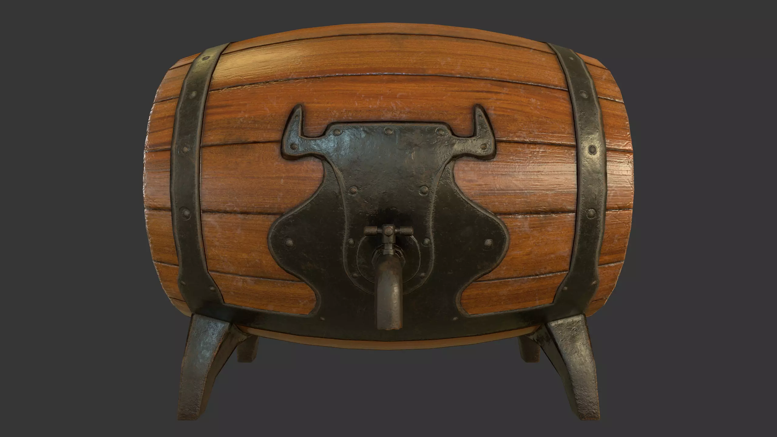 Drinking Barrel Low-poly 3D model_0