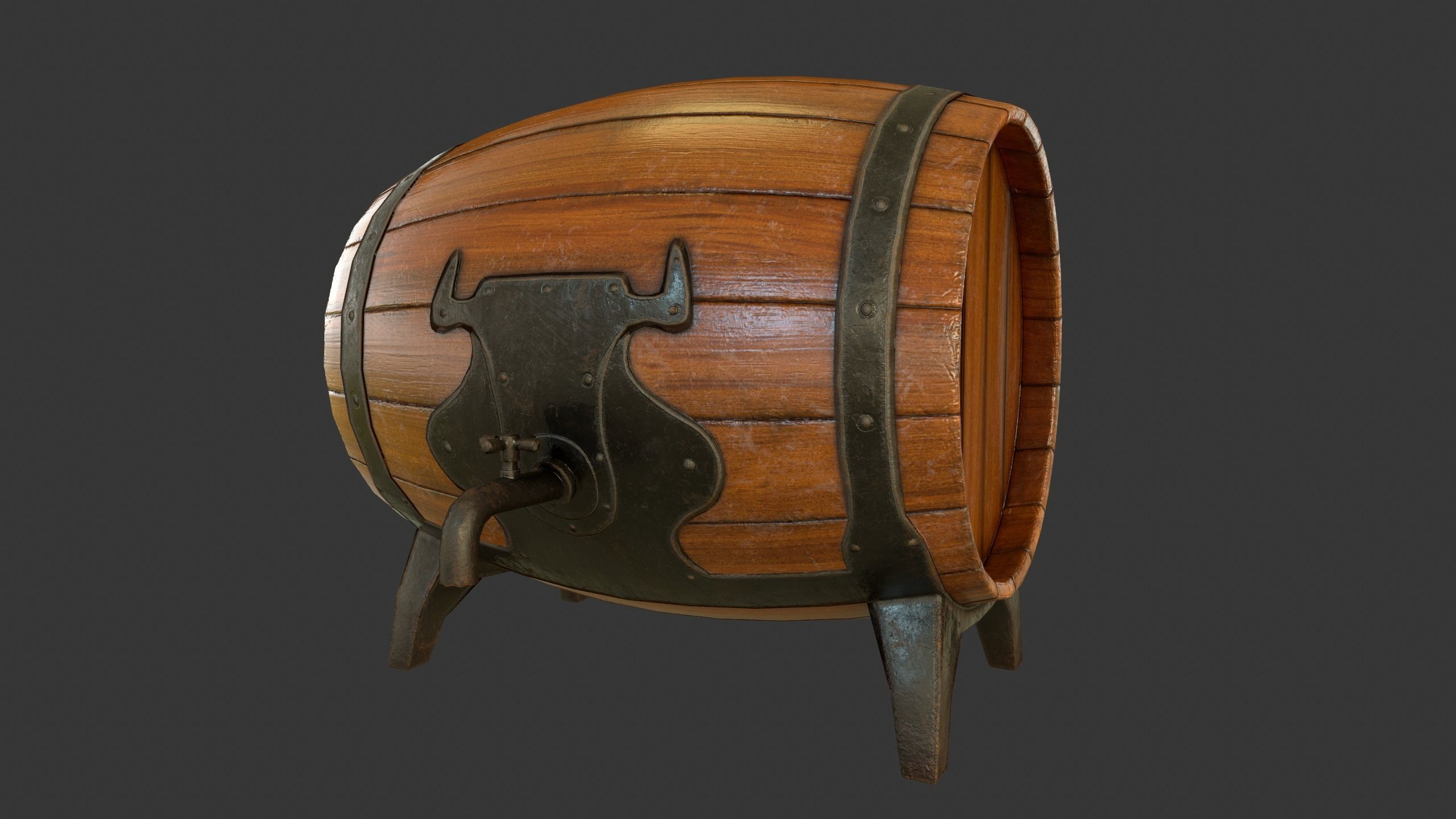 Drinking Barrel Low-poly 3D model_10