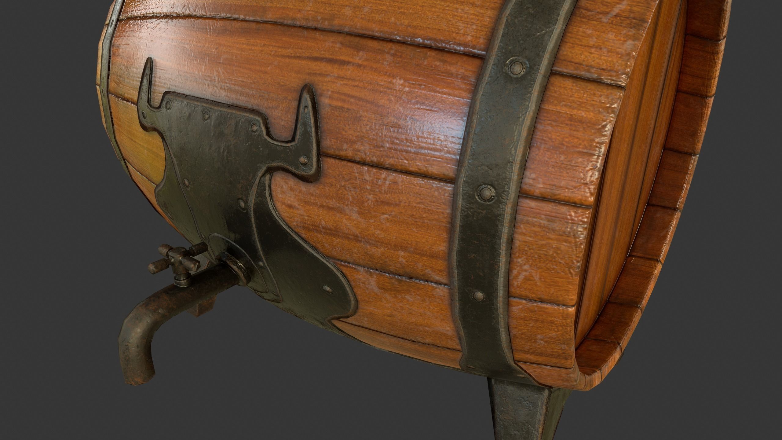 Drinking Barrel Low-poly 3D model_23