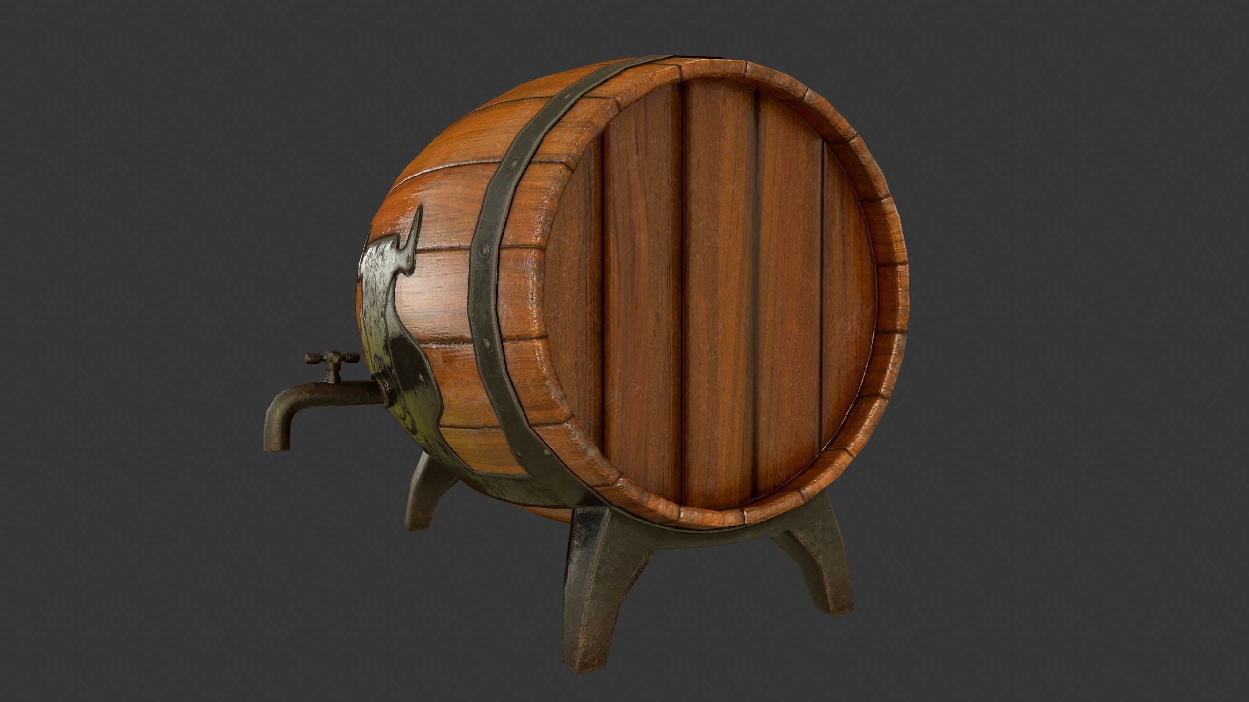 Drinking Barrel Low-poly 3D model_12
