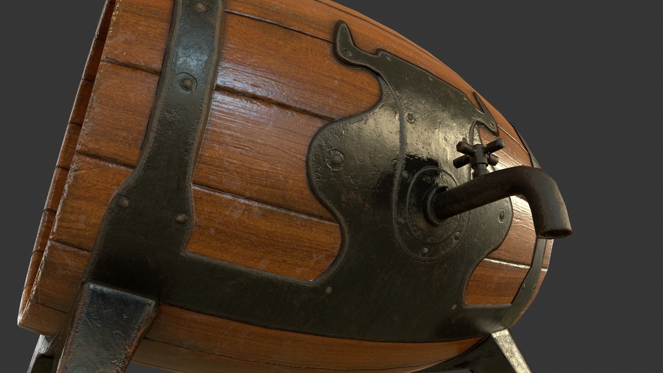 Drinking Barrel Low-poly 3D model_24