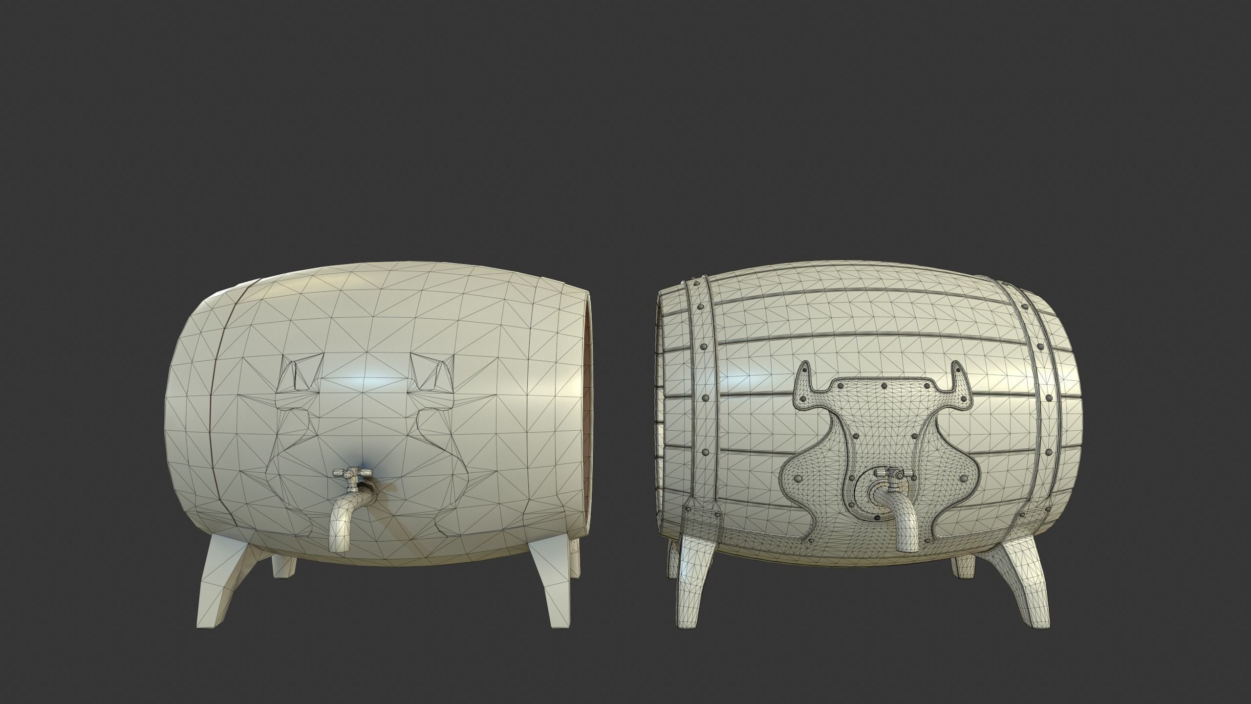 Drinking Barrel Low-poly 3D model_4