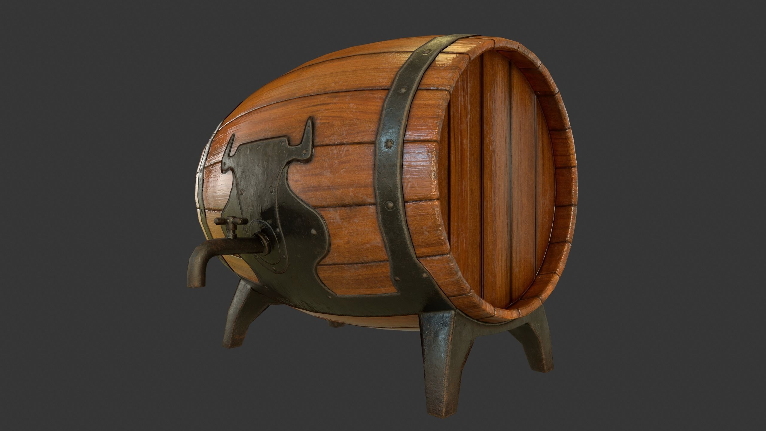 Drinking Barrel Low-poly 3D model_11