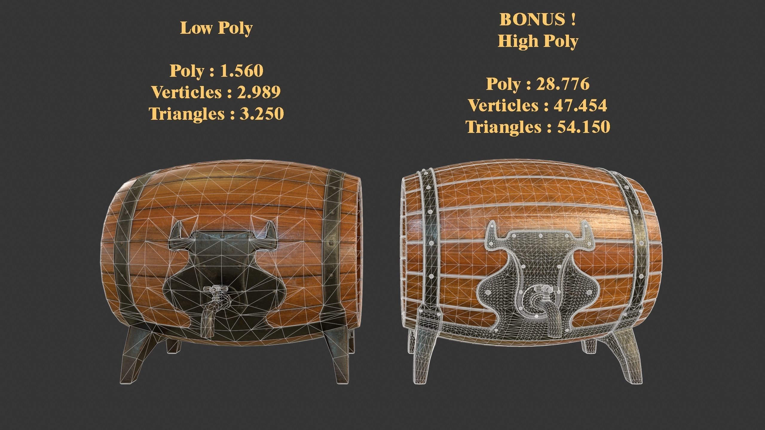 Drinking Barrel Low-poly 3D model_3