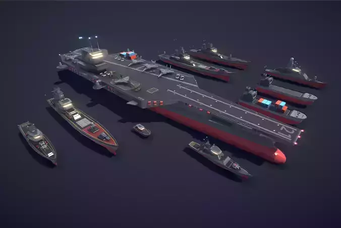 Poly Fleet Low-poly 3D model