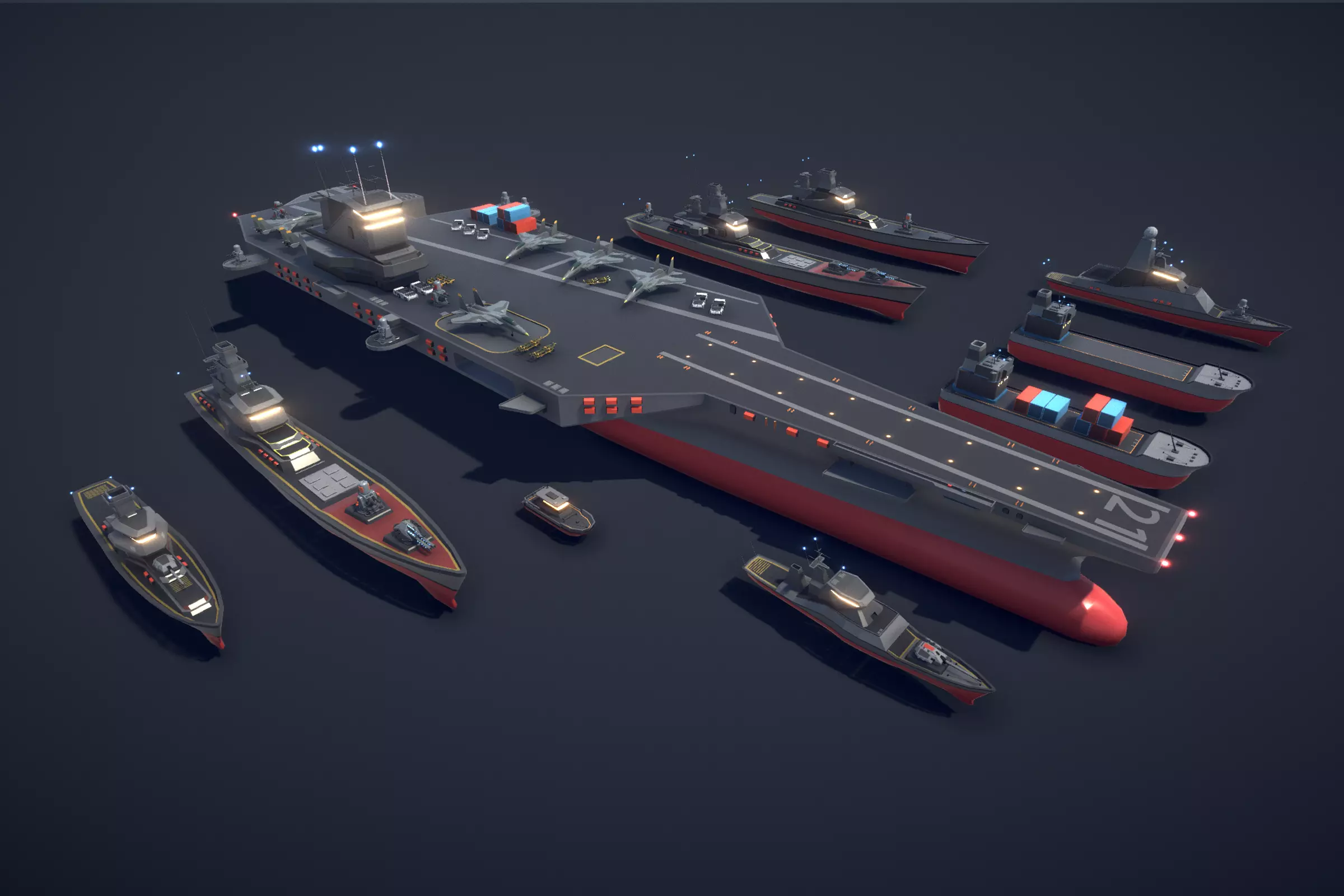 Poly Fleet Low-poly 3D model_0
