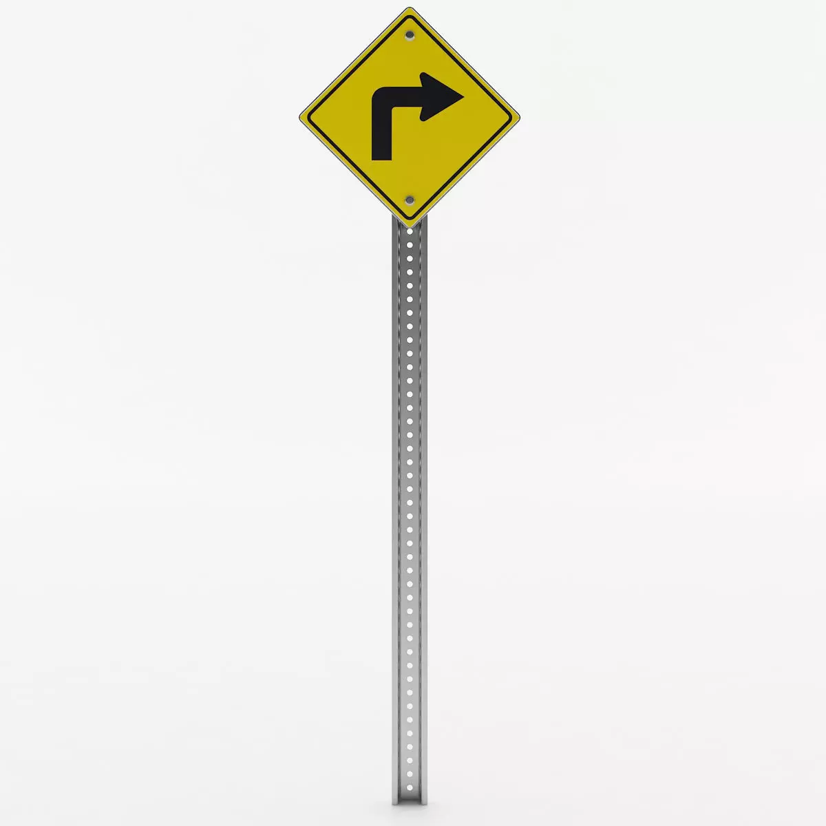 Right Turn Sign 3D model_0