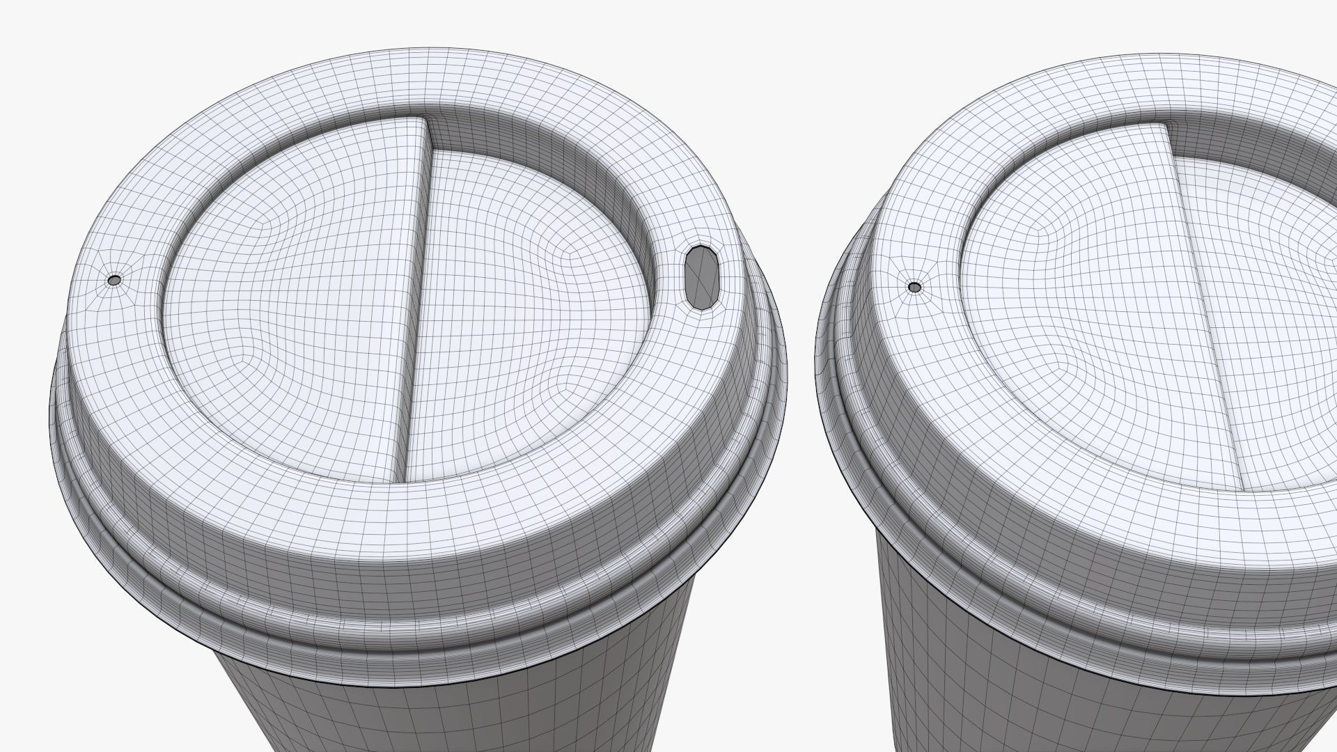 Recycled medium paper coffee cups plastic lid and holder 3D model_14