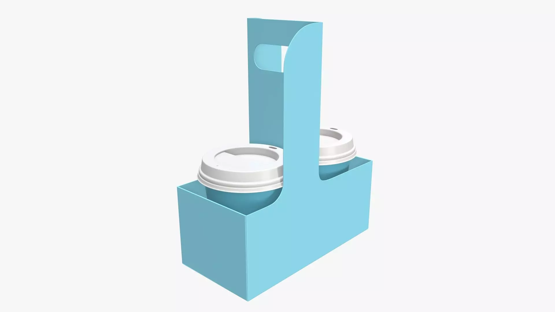 Recycled medium paper coffee cups plastic lid and holder 3D model_0