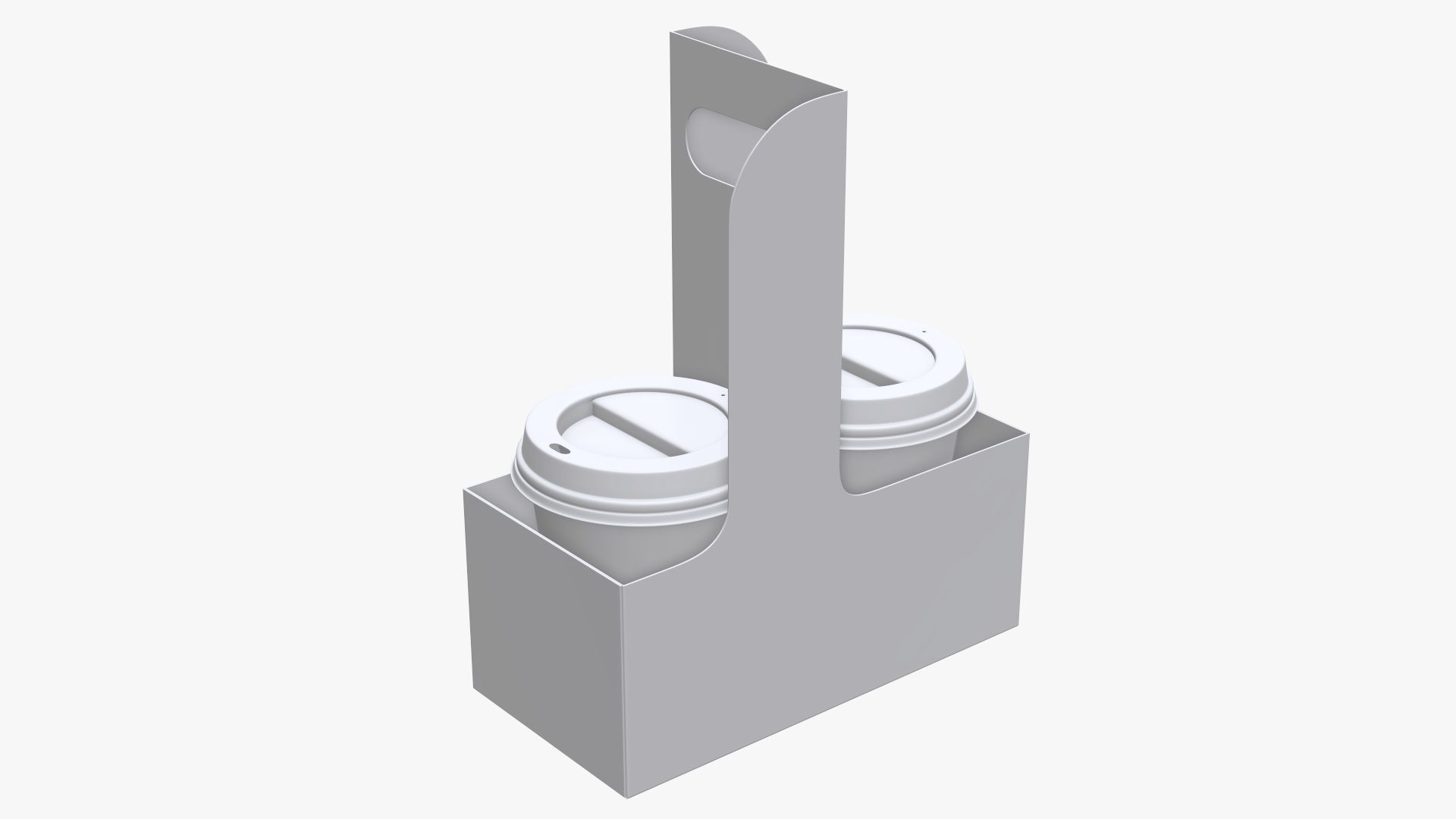 Recycled medium paper coffee cups plastic lid and holder 3D model_11