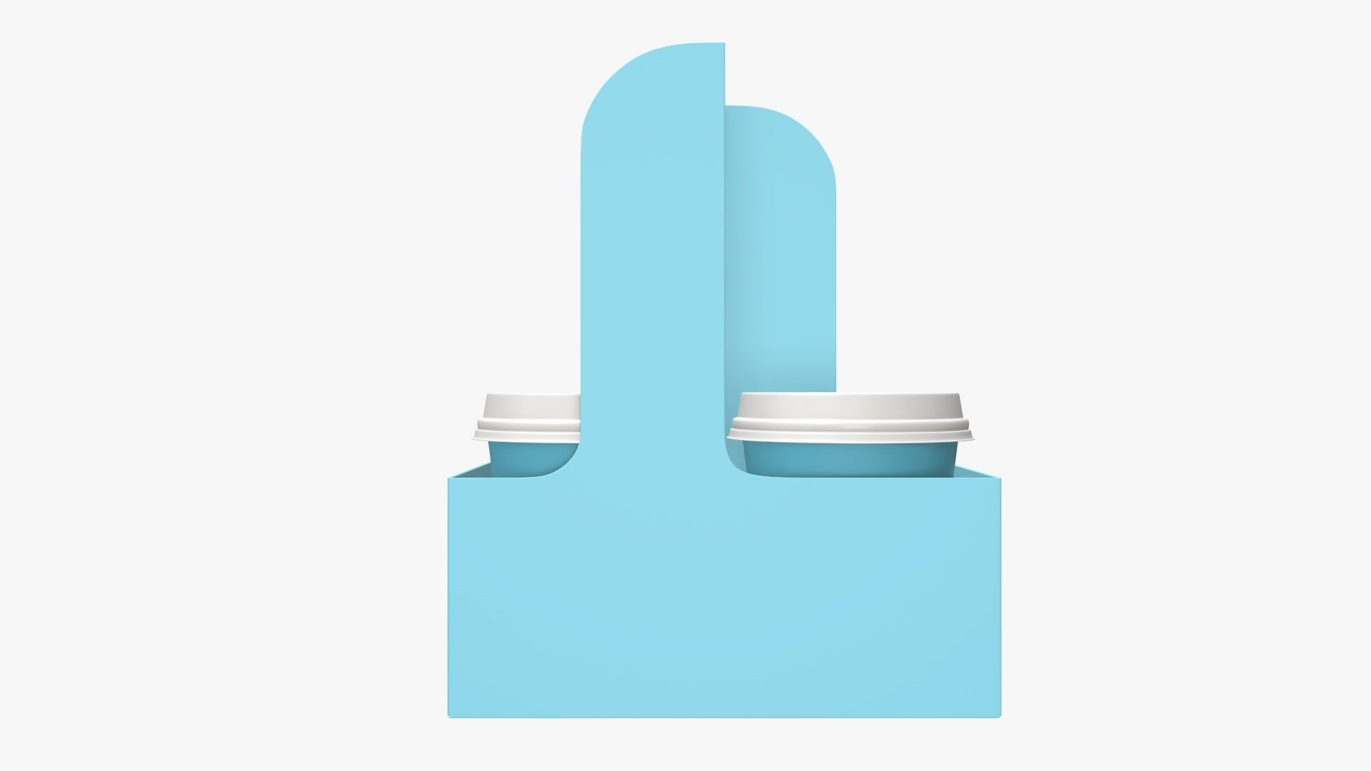 Recycled medium paper coffee cups plastic lid and holder 3D model_1