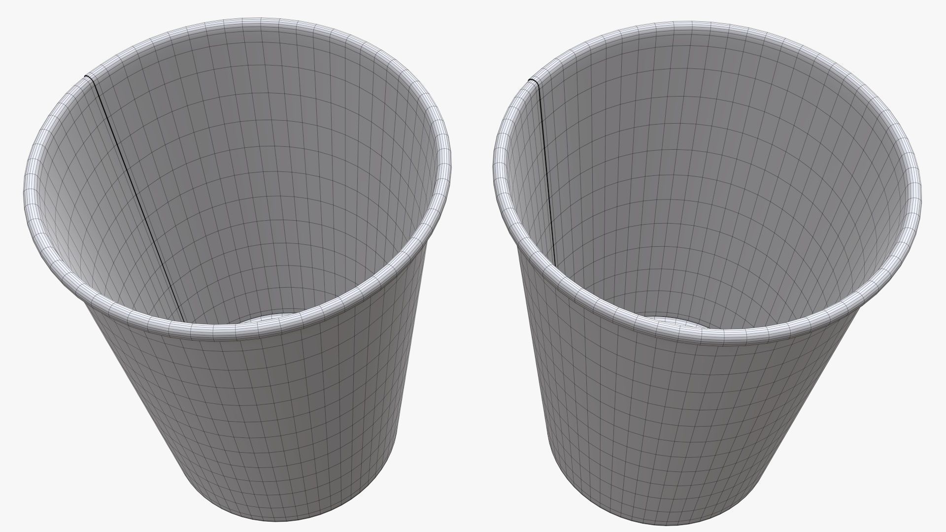 Recycled medium paper coffee cups plastic lid and holder 3D model_15
