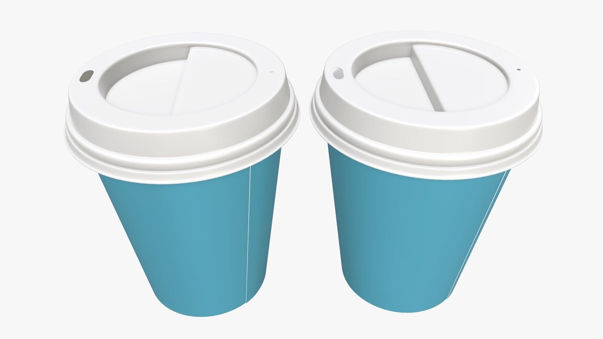 Recycled medium paper coffee cups plastic lid and holder 3D model_6