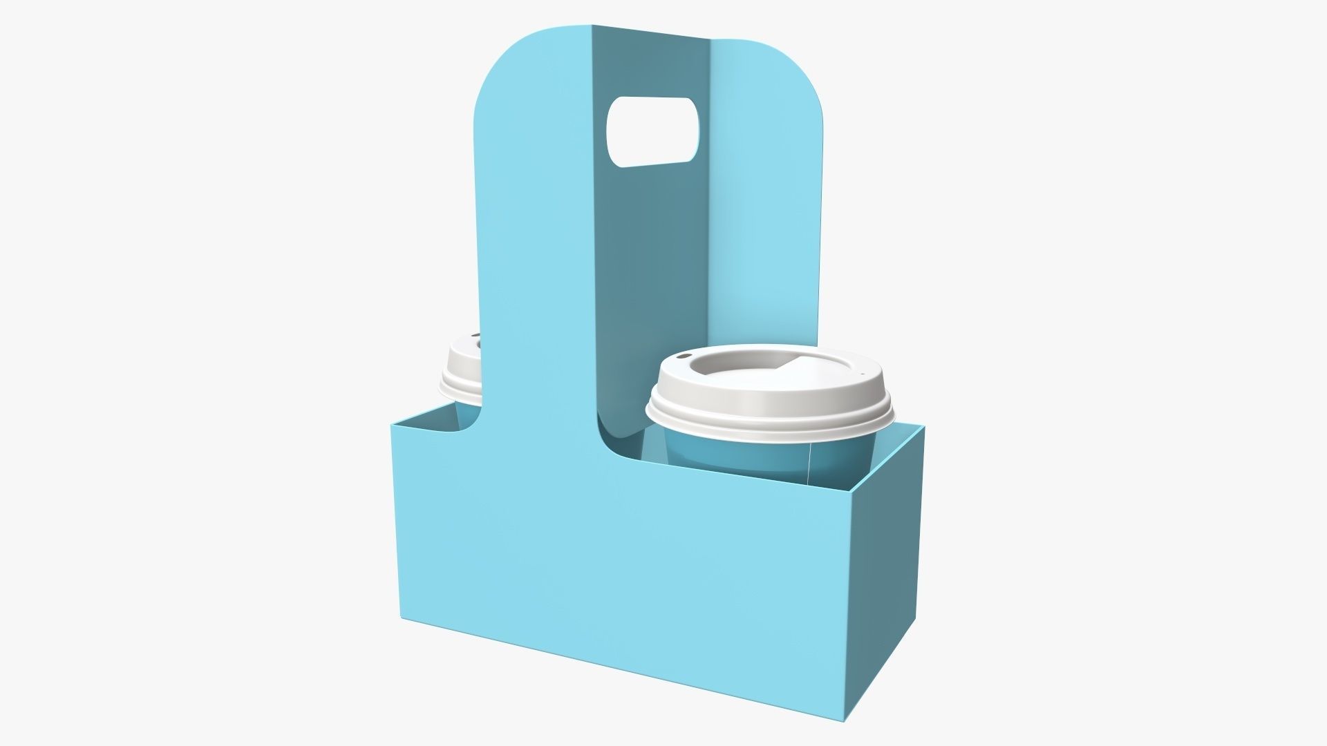 Recycled medium paper coffee cups plastic lid and holder 3D model_2